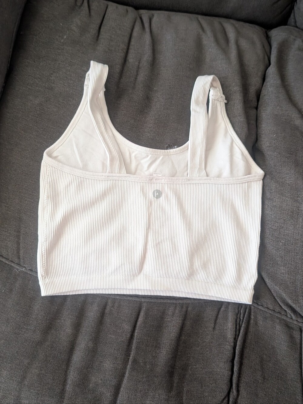 White Ribbed Crop Tank Top - Picture 2 of 2